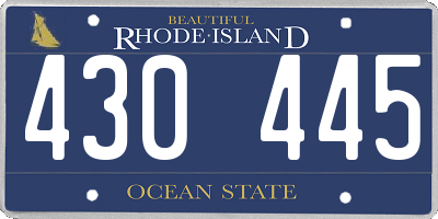 RI license plate 430445
