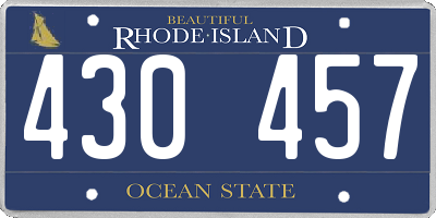 RI license plate 430457