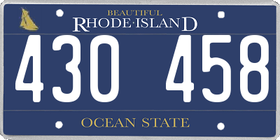 RI license plate 430458