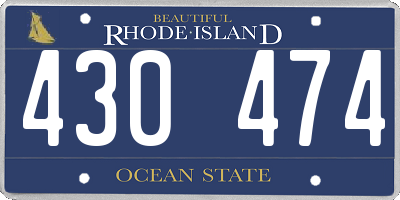 RI license plate 430474