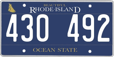 RI license plate 430492