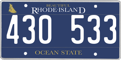 RI license plate 430533
