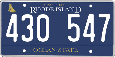RI license plate 430547