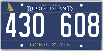 RI license plate 430608