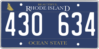 RI license plate 430634