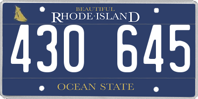 RI license plate 430645