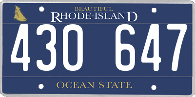 RI license plate 430647