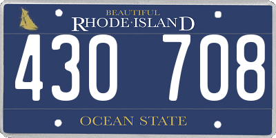 RI license plate 430708