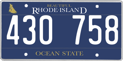 RI license plate 430758