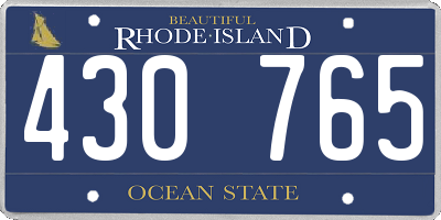 RI license plate 430765