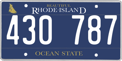 RI license plate 430787