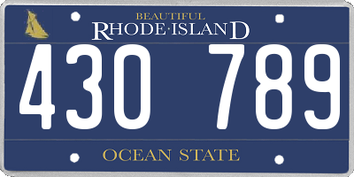 RI license plate 430789