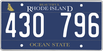 RI license plate 430796