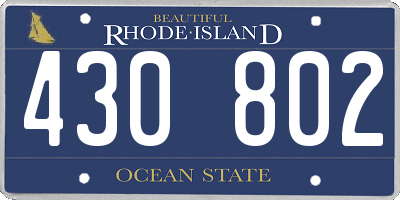 RI license plate 430802