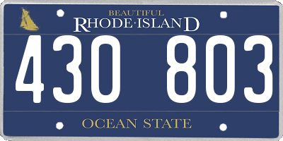 RI license plate 430803