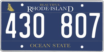 RI license plate 430807