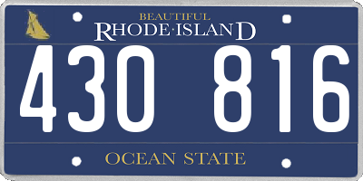 RI license plate 430816
