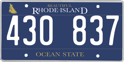 RI license plate 430837