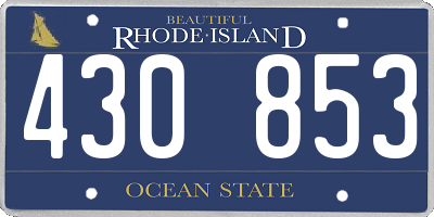 RI license plate 430853