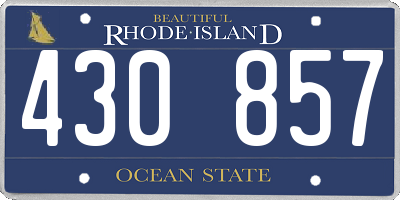 RI license plate 430857