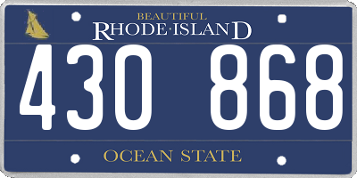 RI license plate 430868