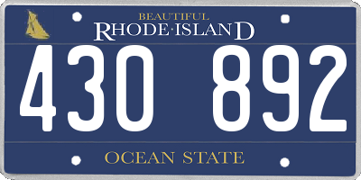 RI license plate 430892