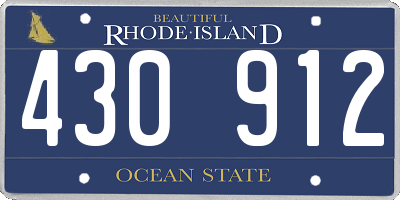 RI license plate 430912