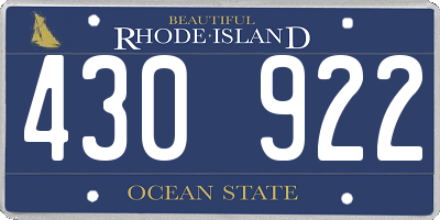 RI license plate 430922