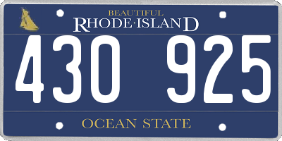 RI license plate 430925