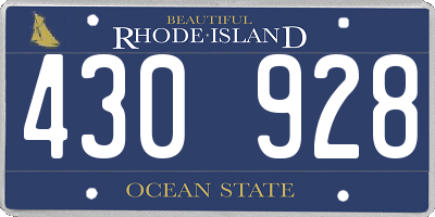 RI license plate 430928