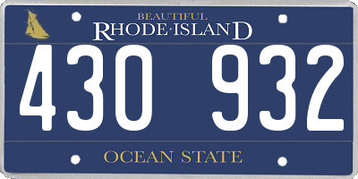 RI license plate 430932