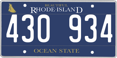 RI license plate 430934