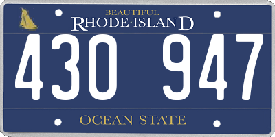 RI license plate 430947