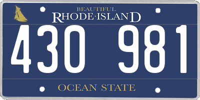 RI license plate 430981