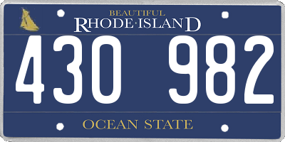 RI license plate 430982