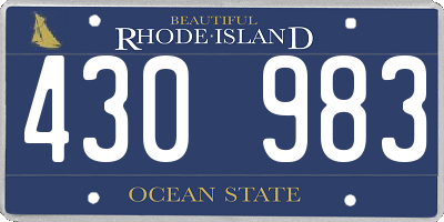 RI license plate 430983