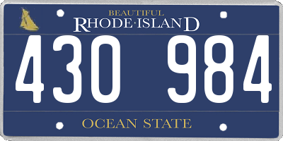 RI license plate 430984
