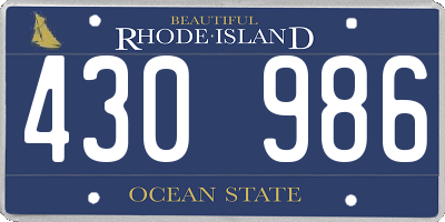 RI license plate 430986