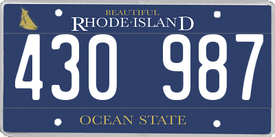 RI license plate 430987
