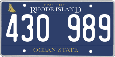 RI license plate 430989