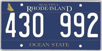 RI license plate 430992