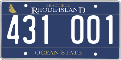 RI license plate 431001