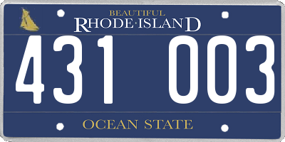 RI license plate 431003
