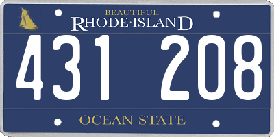 RI license plate 431208
