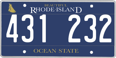 RI license plate 431232