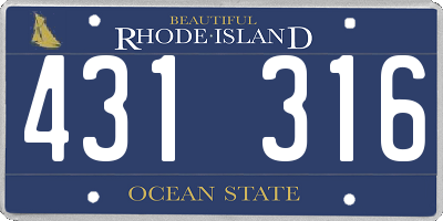 RI license plate 431316