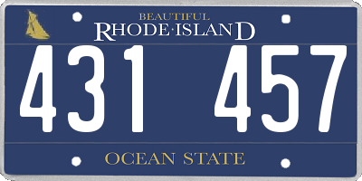 RI license plate 431457