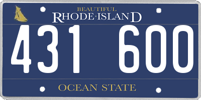 RI license plate 431600