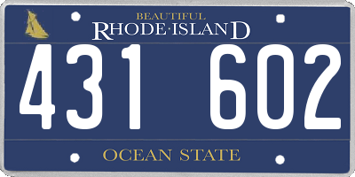 RI license plate 431602