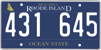 RI license plate 431645